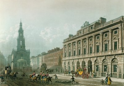 J.ブラック（fl.1791-1831）によって彫刻された、ストランドからのサマセットハウスの眺め、パブ。 1819アッカーマンの「芸術のリポジトリ」（アクアチント） 作： Thomas Hosmer Shepherd