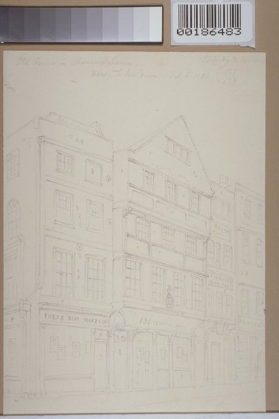 チャンスリーレーン、1853年に古い家のビュー 作： Thomas Hosmer Shepherd