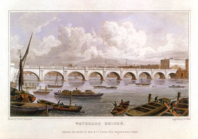 1817年、テムズ川を渡るロンドンのウォータールー橋 作： Thomas Hosmer Shepherd