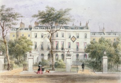 プリヴィガーデン（1788〜1850）1851年のロバートピール卿の家の西側正面 作： Thomas Hosmer Shepherd