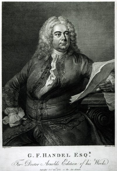 ジョージフレデリックヘンデル（1685-1759）、ウィリアムブロムリー（1769-1842）によって刻まれた、アーノルド博士の彼の（ヘンデル）作品の出版物、パブ。 1789 作： Thomas Hudson