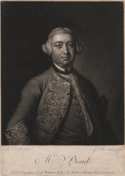 ビアード氏、ジェームズマッカーデル（c.1729-65）、1764年（メゾチント）の彫刻 作： Thomas Hudson
