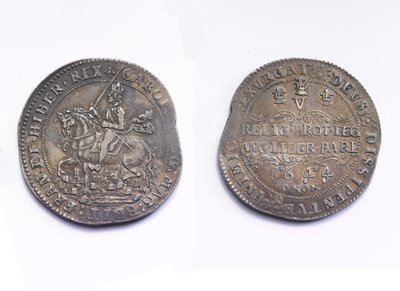 オックスフォードクラウン、1644年（金属） 作： Thomas J. Rawlins