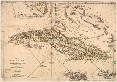 キューバ島とバハマ諸島、フロリダ湾、ウィンドワード航路の地図-イギリスとスペインの調査から作成。LOC 73697703 作： トーマス・ジェフリーズ
