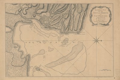 セント・ドミンゴ島のキャップ・フランソワの町と港の本格的な平面図。LOC 73695949 作： トーマス・ジェフリーズ