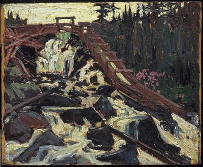 ティンバーシュート、1915年（複合木材パルプボードに油彩） 作： Tom Thomson