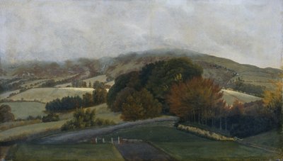 ペンサーリグからのカーネダウ山脈、1776年頃（油彩、紙、キャンバス） 作： Thomas Jones