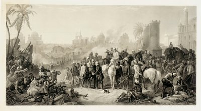 ラクナウの救済とハブロックの凱旋会、アウトラムとコリン・キャンベル卿、1862 作： Thomas Jones Barker