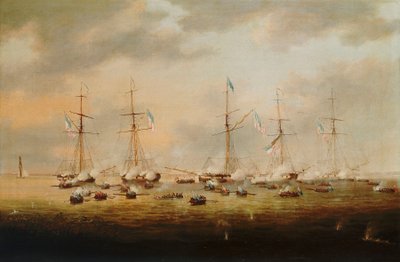 ボルニュ湖で活躍する英米の砲艦 作： Thomas L. Hornbrook