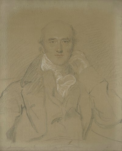 ジョージ・カニングの肖像、MP（1770-1827）、ハーフレングス、着席（鉛筆、キャンバスに黒、白、赤のチョーク） 作： Thomas Lawrence
