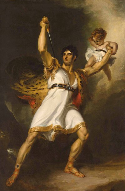 ジョン・フィリップ・ケンブル（1757-1823）の肖像画、フルレングス、シェリダンのピザロのローラ（キャンバスに油彩） 作： Thomas Lawrence