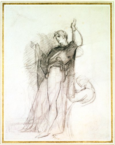 ハムレットとしてのジョン・フィリップ・ケンブルの肖像（紙にチョーク） 作： Thomas Lawrence