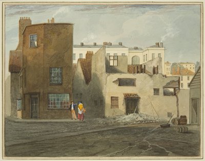 ウィットソン通りを望む診療所裏（鉛筆・水彩・紙 作： Thomas Leeson the Elder Rowbotham