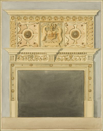 ロバート・アダムスの家の煙突」（水彩・紙 作： Thomas Leeson the Elder Rowbotham