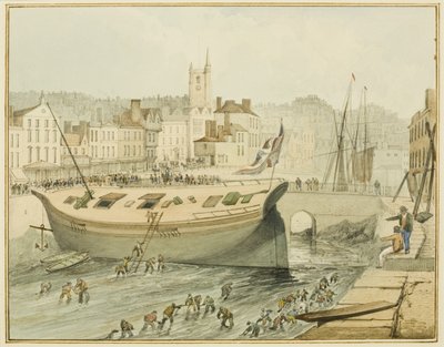 ブリストル港の清掃、1828年 作： Thomas Leeson the Elder Rowbotham