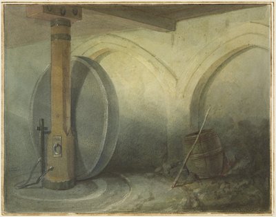 聖ローレンス教会の地下聖堂（水彩・紙 作： Thomas Leeson the Elder Rowbotham