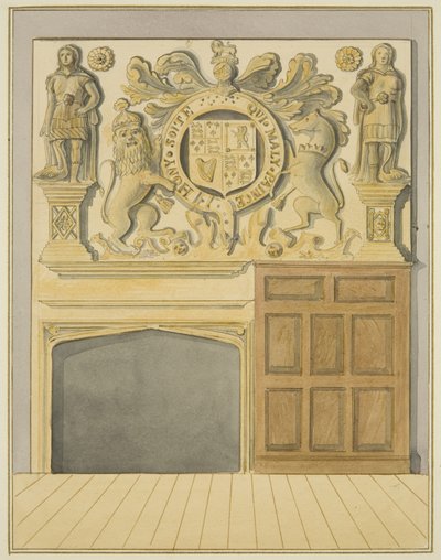 バーンズ氏の暖炉、カウンタースリップ（紙に水彩画 作： Thomas Leeson the Elder Rowbotham