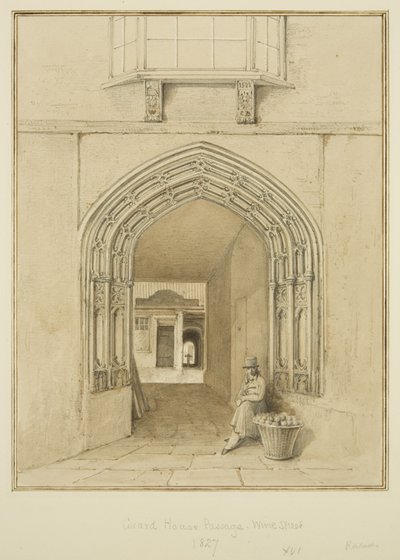 ガードハウス・パサージュ、ワインストリート（水彩・鉛筆・紙 作： Thomas Leeson the Elder Rowbotham