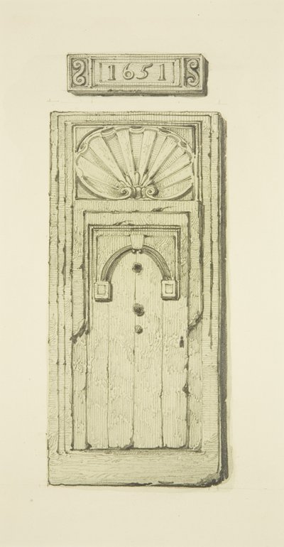 ウエスト・ストリートの「ラム・イン」の大戸口の半分（紙に水彩画 作： Thomas Leeson the Elder Rowbotham