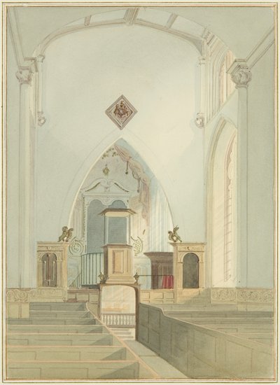 聖ヨハネ教会の内部（水彩・紙 作： Thomas Leeson the Elder Rowbotham