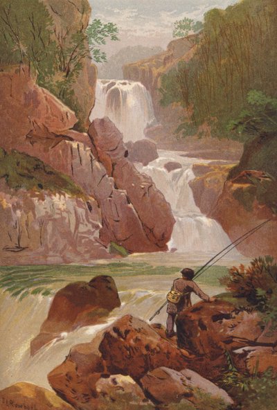 キラーニー湖、オサリバンのカスケード (カラー リソ) 作： Thomas Leeson the Elder Rowbotham