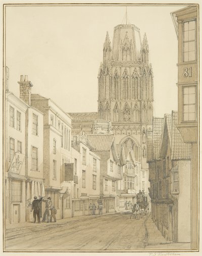 Redcliffe Streetから見たSt Mary Redcliffe Churchの北側の風景 作： Thomas Leeson the Elder Rowbotham