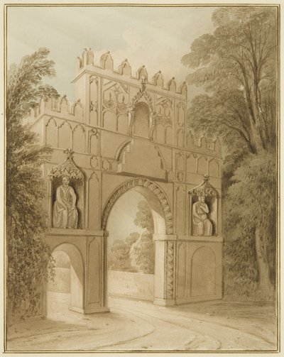 アルノス・ヴェイルのゲートウェイの南側、数字を示す 作： Thomas Leeson the Elder Rowbotham