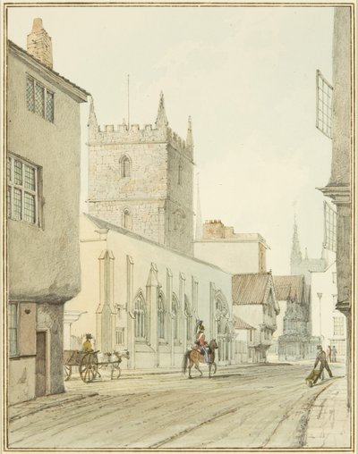 セント・ピーターズ教会と牧師館（水彩・紙 作： Thomas Leeson the Elder Rowbotham