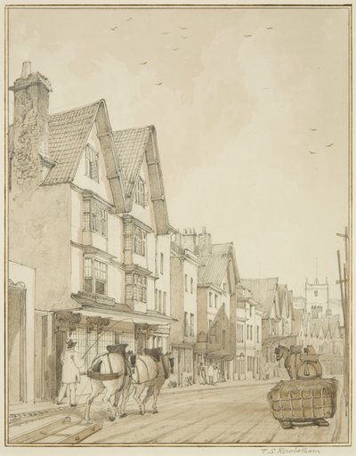 テンプルストリート、北側から（紙に鉛筆・水彩 作： Thomas Leeson the Elder Rowbotham
