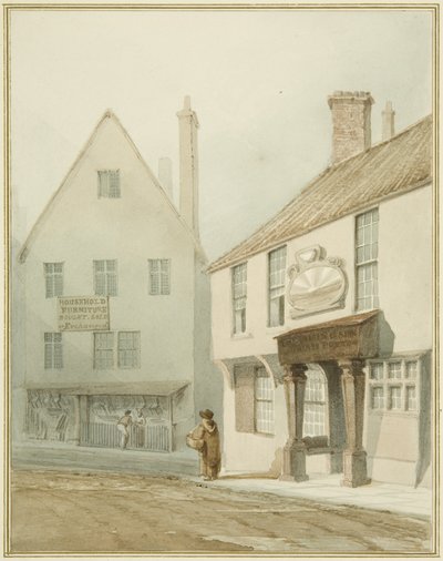 旭日旗」、キャッスル・ディッチ（紙に鉛筆の上に水彩画 作： Thomas Leeson the Elder Rowbotham