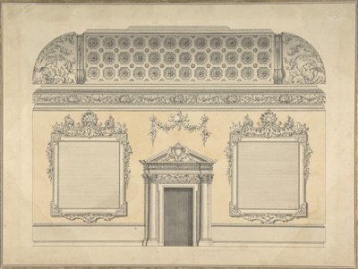 ロココ調の部屋のセクションのデザイン、1750 年頃。 作： Thomas Lightoler.