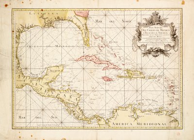 デ・ラ・クルスによるメキシコ湾海図 作： Thomas Lopez