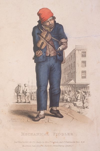 1820年、市場を背景に義手を持ったフィドラー 作： Thomas Lord Busby