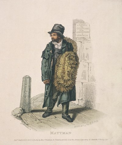 肩に商品を運ぶマット・セラー、1820年 作： Thomas Lord Busby