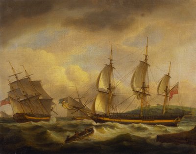 南西海岸沖の河口によって2つの位置にある商船 作： Thomas Luny