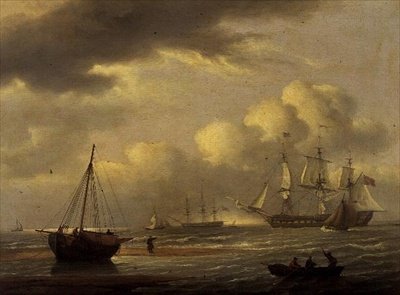 滞在中のインドアマンと南岸のボート 作： Thomas Luny