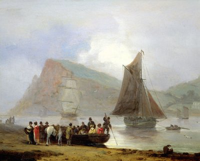 テインマスでフェリーに乗船、1821年 作： Thomas Luny