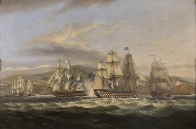 .MSカレドニアとHMSボインがフランス艦隊をトゥーロンに追いかける 作： Thomas Luny