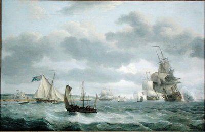 ドーバー沖の風に吹かれた戦争の男たちとその他の船たち 作： Thomas Luny