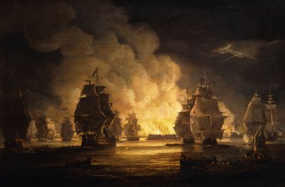アルジェの戦い：砲撃、1824年 作： Thomas Luny