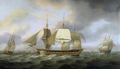 名誉あるEI社の船「ベルヴェデーレ」、チャールズクリスティー船長、1800年 作： Thomas Luny