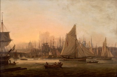 「ロンドンのプール」、c1805 作： Thomas Luny