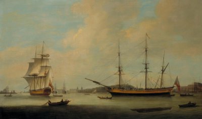 デプトフォード沖の米国船グランビル 作： Thomas Luny