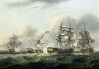 3月31日、フランス船「ギヨーム・テル号」の拿捕 作： Thomas Luny