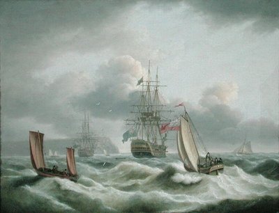 ベリーヘッドから横たわる2つのデッカー（油彩・キャンバス） 作： Thomas Luny