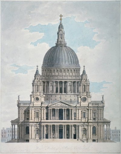 セント・ポール大聖堂の西正面、シティ・オブ・ロンドン、1780年 作： Thomas Malton II