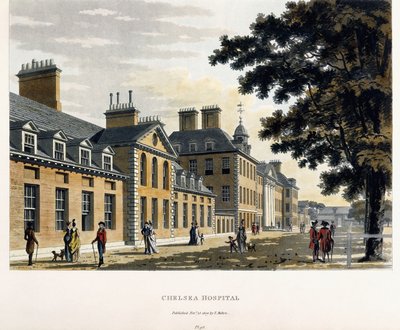 チェルシー病院、「ロンドンの都市とウェストミンスターのイラスト付きの絵のようなツアー」、1792-1801 作： Thomas Malton Jnr.