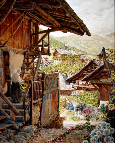 Hautes SavoieのSallanches、遠くにAiguille de Bionnassayを望む 作： Thomas Matthews Rooke