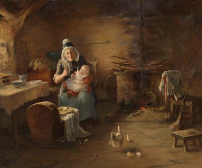 農民小屋の内部（油彩・キャンバス） 作： Thomas McEwan