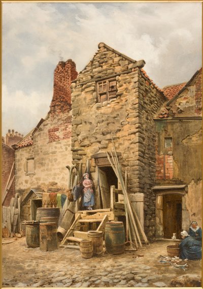 Old Sparrow Hall、Cullercoats（ボディカラー、鉛筆、紙にトイレ） 作： Thomas Miles Richardson
